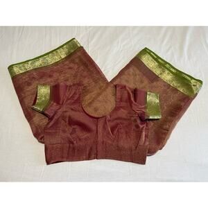 Women's Green & Red Indian Sari / Saree Fabric W/ Blouse ~L